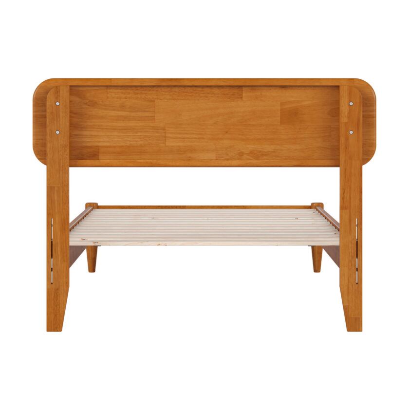 Florence Twin XL Low Profile Platform Bed in Light Toffee - back view - white background