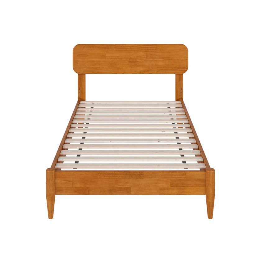 Florence Twin XL Low Profile Platform Bed in Light Toffee - front view - white background