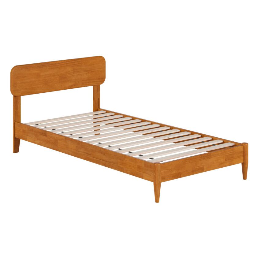 Florence Twin XL Low Profile Platform Bed in light toffee - 30 degree angle - white background
