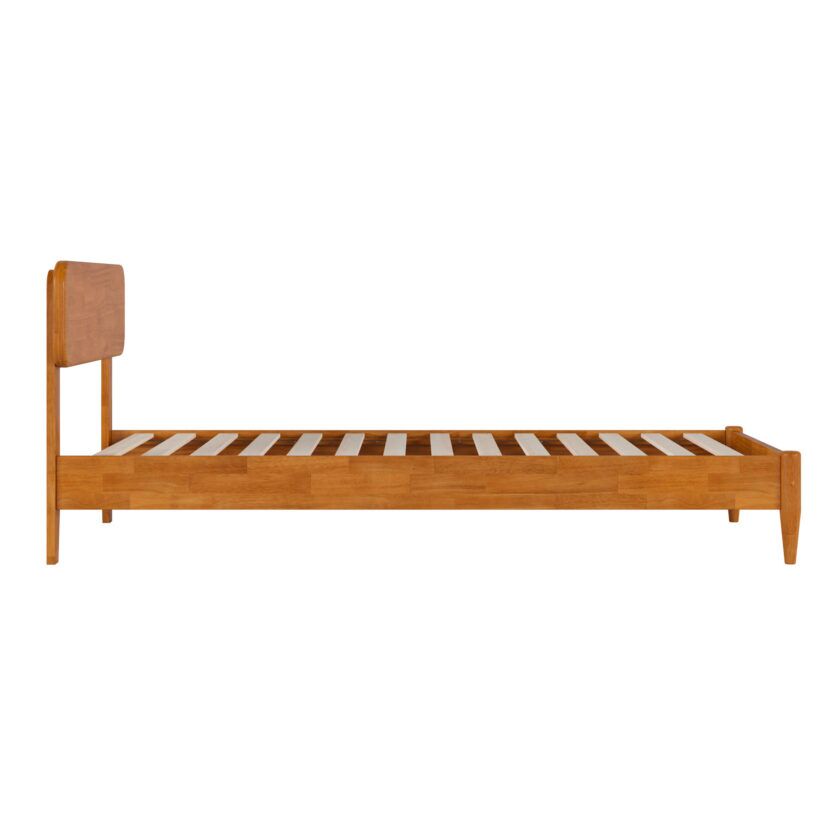 Florence Twin XL Low Profile Platform Bed in light toffee - side view - white background