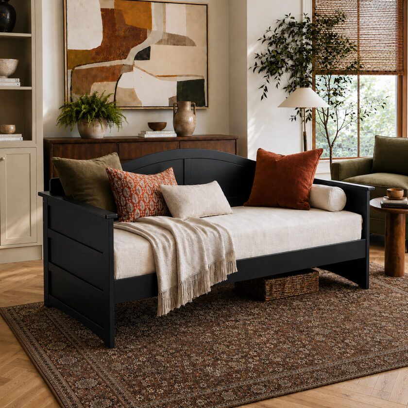 Black Acadia Twin Wood Daybed - 30 degree View - Roomsetting