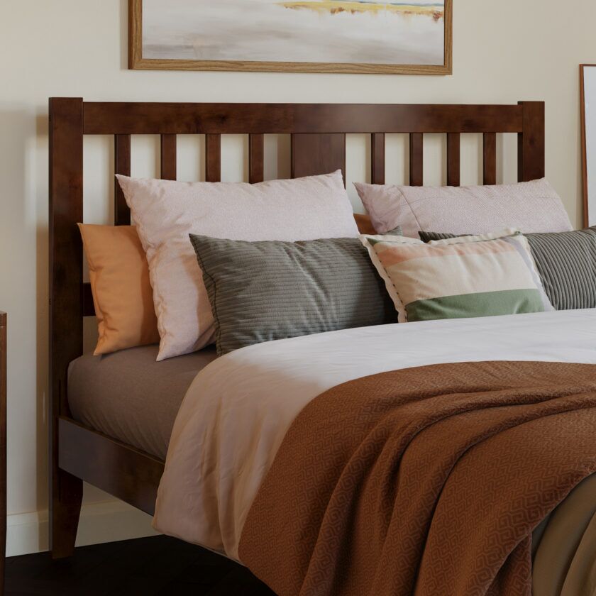 Full Walnut Finley Headboard in teen room setting
